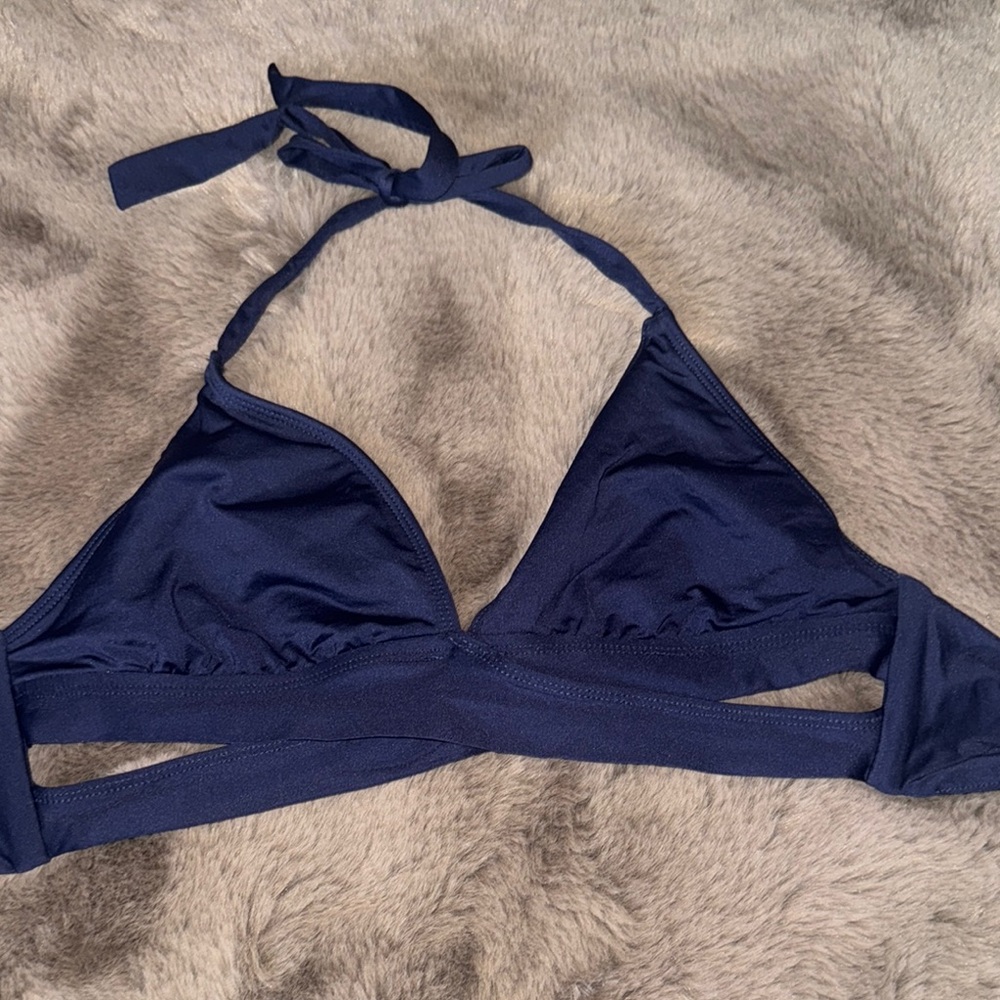 Blue Triangle Bikini Top with Halter Design